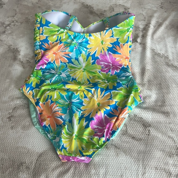 BLEU ROD BEATTIE SPRING IT ON SHIRRED BANDEAU ONE-PIECE SWIMSUIT SIZE 18W - Picture 5 of 6